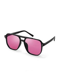 Retro Square Aviator Sunglasses Women Men 70s Vintage Trendy Plastic Frame Sun Glasses B2835