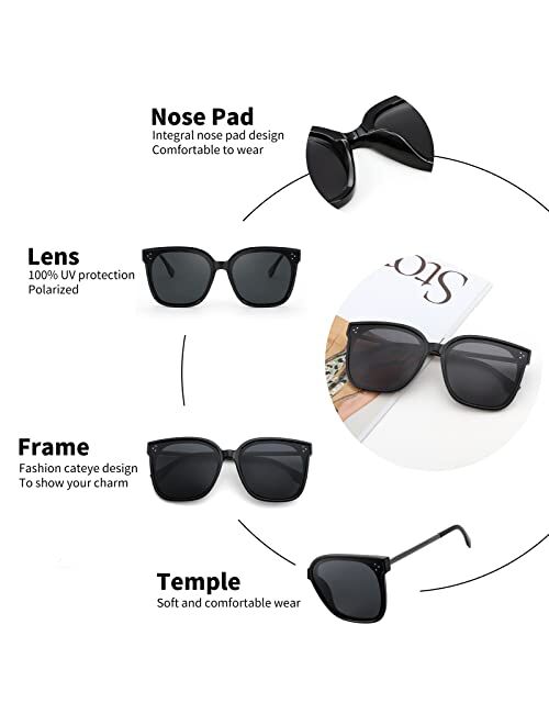 FEISEDY Oversized Retro Square Polarized Sunglasses Womens Mens Trendy Shades UV400 B2901