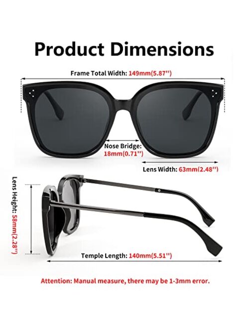 FEISEDY Oversized Retro Square Polarized Sunglasses Womens Mens Trendy Shades UV400 B2901
