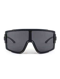 One Piece Oversized Shield Wraparound Sunglasses 80s Rave Visor Goggle Outdoor Sport Glasses Cycling Ski B4057