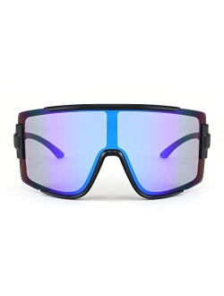 One Piece Oversized Shield Wraparound Sunglasses 80s Rave Visor Goggle Outdoor Sport Glasses Cycling Ski B4057