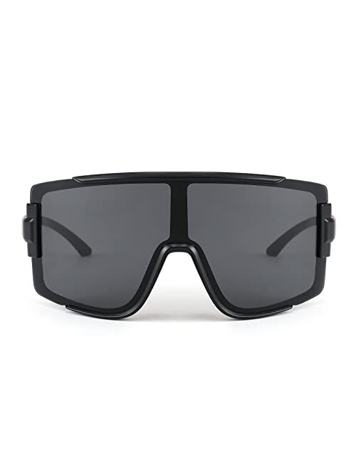 FEISEDY One Piece Oversized Shield Wraparound Sunglasses 80s Rave Visor Goggle Outdoor Sport Glasses Cycling Ski B4057