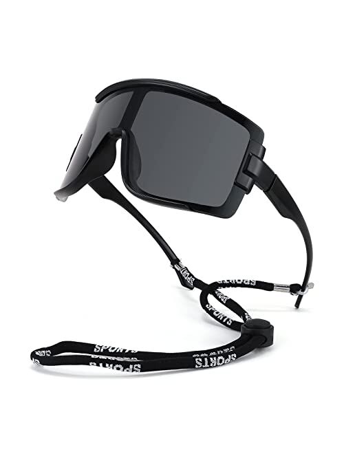 FEISEDY One Piece Oversized Shield Wraparound Sunglasses 80s Rave Visor Goggle Outdoor Sport Glasses Cycling Ski B4057