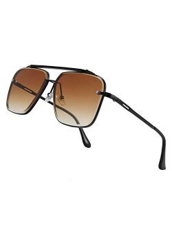 Fashion Square Pilot Sunglasses For Men Women Vintage Metal Gradient Glasses B4104