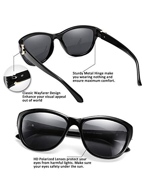FEISEDY Women Vintage Polarized Sunglasses Lady Elegant Cateye Sun Glasses B2476