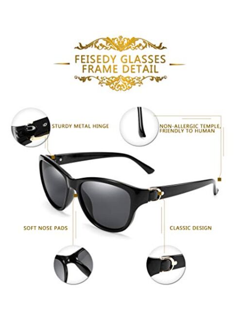 FEISEDY Women Vintage Polarized Sunglasses Lady Elegant Cateye Sun Glasses B2476