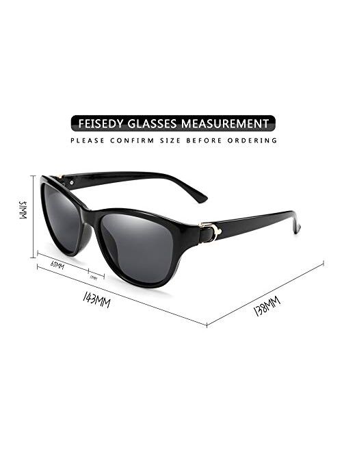 FEISEDY Women Vintage Polarized Sunglasses Lady Elegant Cateye Sun Glasses B2476