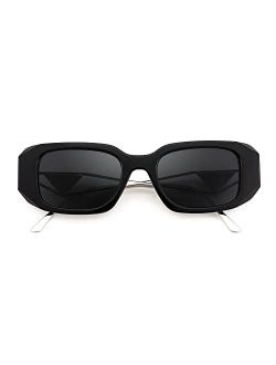 Retro 90s Rectangle Sunglasses Women Trendy Vintage Small Square Sunglasses Irregular Plastic Glasses B2968
