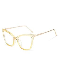 Oversized Cat Eye Glasses Frame with Clear Lenses Eyewear for Women B2460