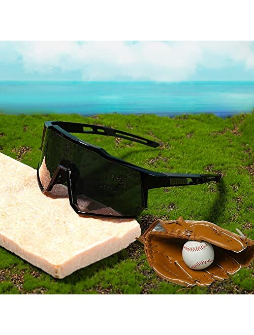 FEISEDY Sports Sunglasses Wraparound 80s Visor Cycling Men Women Outdoor Shield Baseball Glasses B4125
