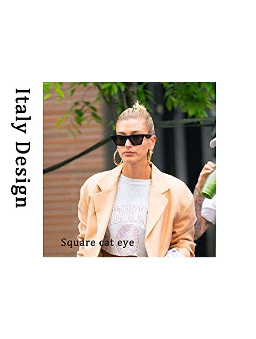 FEISEDY 2 PACK Vintage Square Cat Eye Sunglasses Women Trendy Cateye Sunglasses B2473-F2