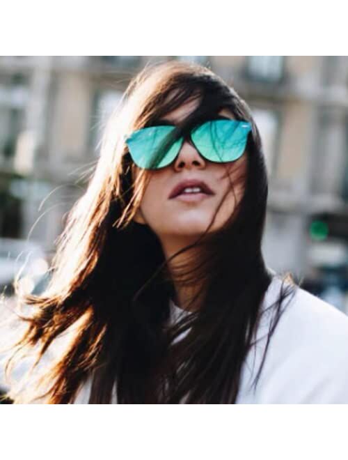 FEISEDY Oversized Mirrored Frameless Lens One Piece Sunglasses for Women Men B2647