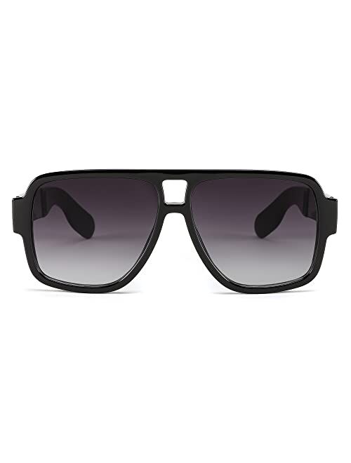 FEISEDY Retro 70s Oversized Pilot Sunglasses Women Men Plastic Vintage Square Frame B2954