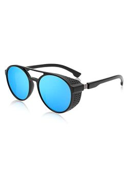 Classic Steampunk Sunglasses for Men Women Retro Round Gothic Shades Eyewear UV400 Protection B2957