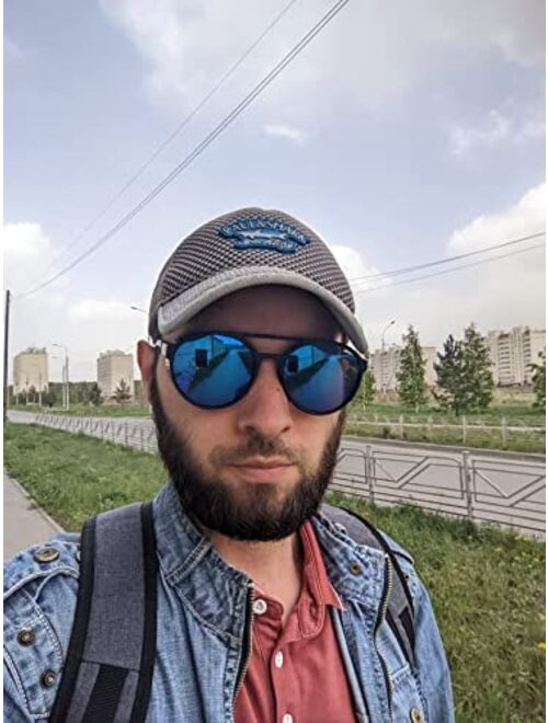 FEISEDY Classic Steampunk Sunglasses for Men Women Retro Round Gothic Shades Eyewear UV400 Protection B2957