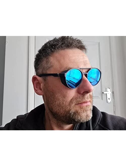 FEISEDY Classic Steampunk Sunglasses for Men Women Retro Round Gothic Shades Eyewear UV400 Protection B2957