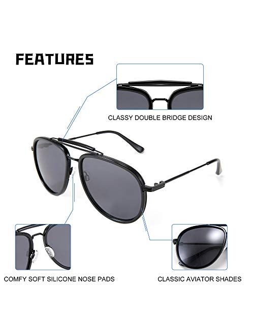FEISEDY Classic Polarized Aviator Sunglasses Men Women Metal Frame B2700