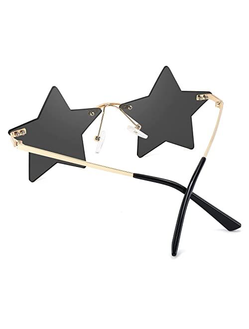 FEISEDY Rimless Star Shape Sunglasses Women Men Personality Pentagram Party Glasses Trendy Color Eyewear B2833