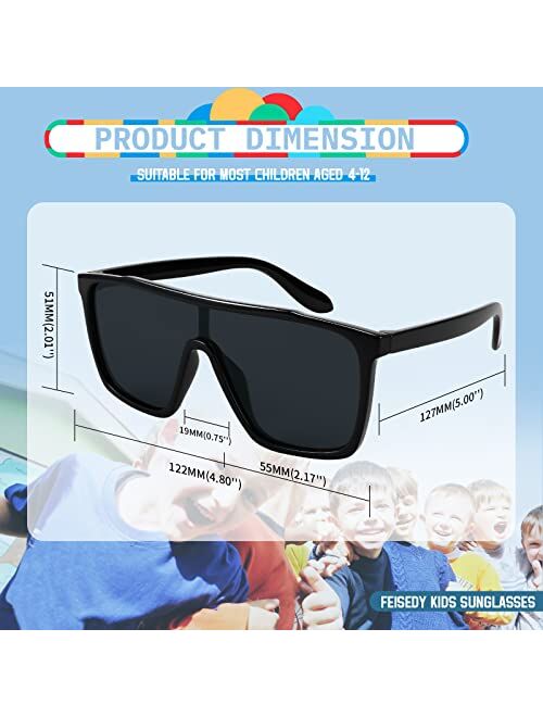 FEISEDY Kids Sunglasses for Girls Fashion Cute Boys Teenagers Glasses One Piece UV400 B2812