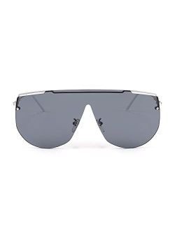 Oversized One Piece Sunglasses Ocean Rimless Flat Top Glasses for Men Women B4011