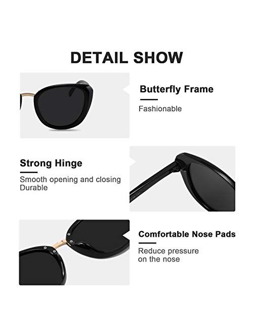 FEISEDY Polarized Cat Eye Sunglasses Butterfly Thick Frame Women Men UV Protection Sunglasses B4012