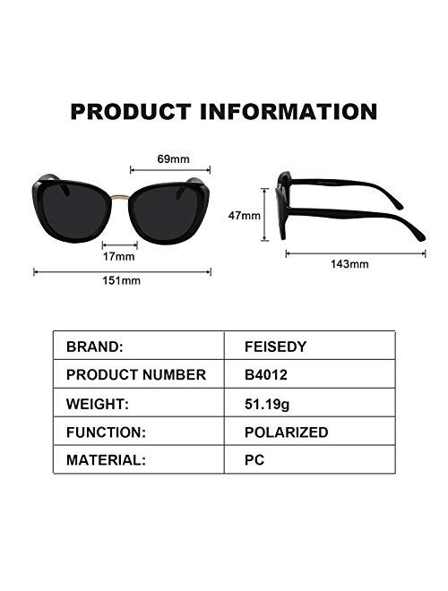 FEISEDY Polarized Cat Eye Sunglasses Butterfly Thick Frame Women Men UV Protection Sunglasses B4012