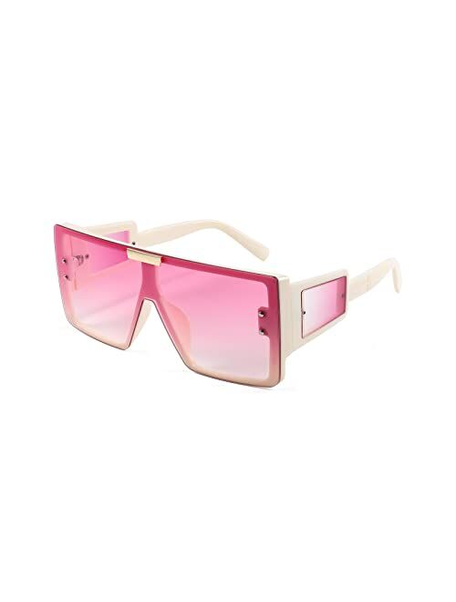 FEISEDY Square Oversized Flat Top Sunglasses With Side Lens Integrated For Women Men B4028