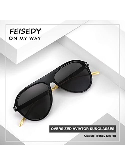 FEISEDY Retro 70s Pilot Sunglasses Oversized Classic Fantastically Vintage Round Sun Glasses for Women Men B2778