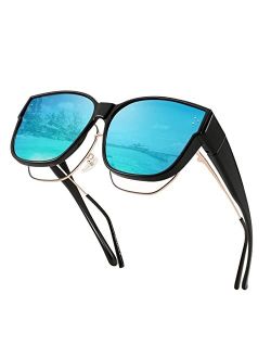 Women Men Polarized Fit Over Sunglasses Oversized Trendy Square Cat Eye Wear Over Prescription Glasses B2849