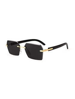 Retro Square Rimless Sunglasses for Women Men Fashion Frameless Diamond Cutting Lens Sun Glasses B2346