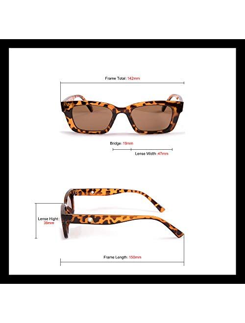 FEISEDY Retro Rectangular Polarized Sunglasses 90's Vintage Frame UV400 Protection for Women Men B2677
