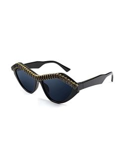 Fashion Cat Eye Diamond Sunglasses Women Retro Vintage Cateye Plastic Frame B2302