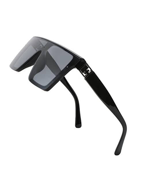 FEISEDY Oversized Flat Top Sunglasses Square Shades Thick Frame Man Woman B4021