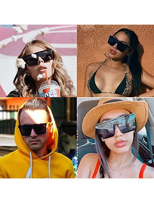 FEISEDY Oversized Flat Top Sunglasses Square Shades Thick Frame Man Woman B4021