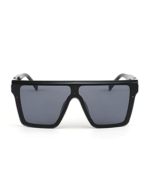 FEISEDY Oversized Flat Top Sunglasses Square Shades Thick Frame Man Woman B4021