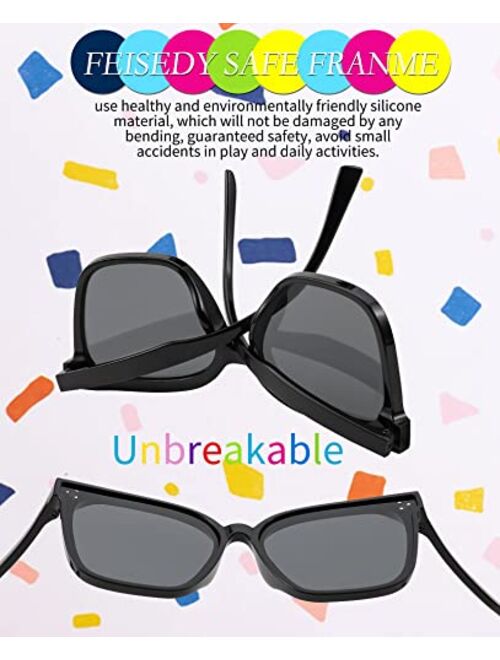 FEISEDY Kids Polarized Square Sunglasses for Boys Girls Vintage Shades UV Protection Trendy Classic Style Sun Glasses B2316