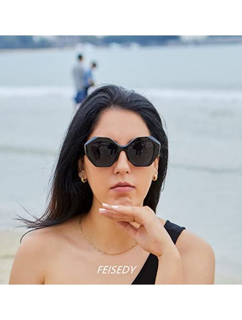 FEISEDY Retro Cateye Sunglasses Women Oversized Vintage Cat Eye Shades UV400 Lenses B2817