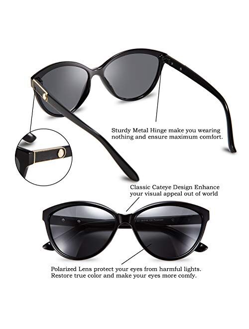 FEISEDY Classic Cateye Polarized Sunglasses for Women 100% UV Protection B2512