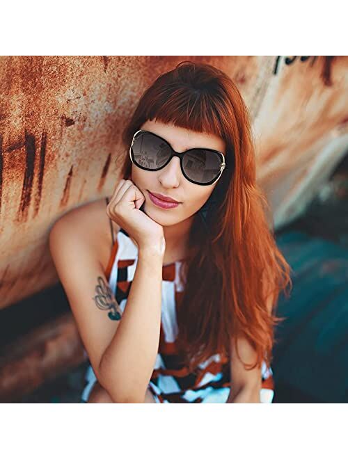 FEISEDY Sunglasses for Women Crystal Polarized Trendy Oversized Sunglasses Street Style B2770