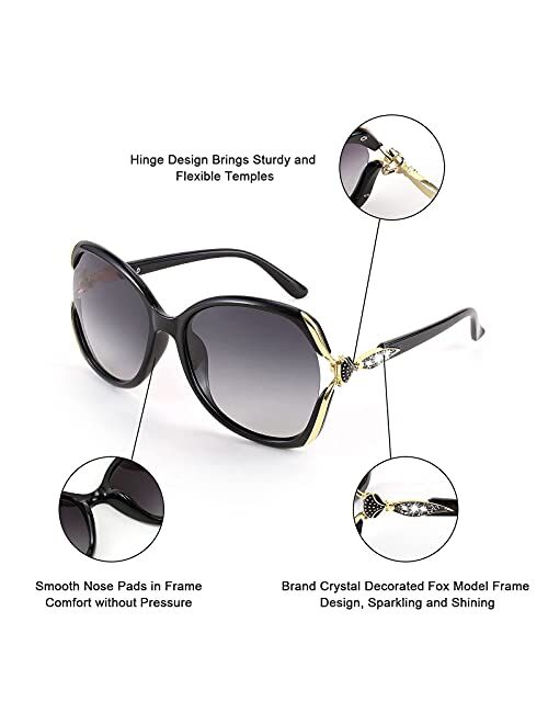 FEISEDY Sunglasses for Women Crystal Polarized Trendy Oversized Sunglasses Street Style B2770