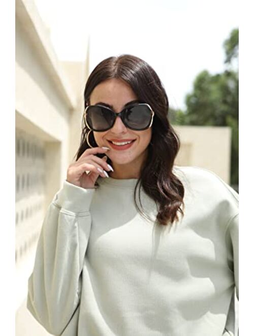 FEISEDY Sunglasses for Women Crystal Polarized Trendy Oversized Sunglasses Street Style B2770
