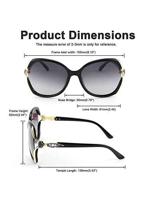 FEISEDY Sunglasses for Women Crystal Polarized Trendy Oversized Sunglasses Street Style B2770