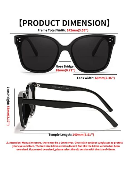 FEISEDY Retro Square Polarized Sunglasses Women Men Vintage Minimalist Shades B2600(Obsidian,60mm)