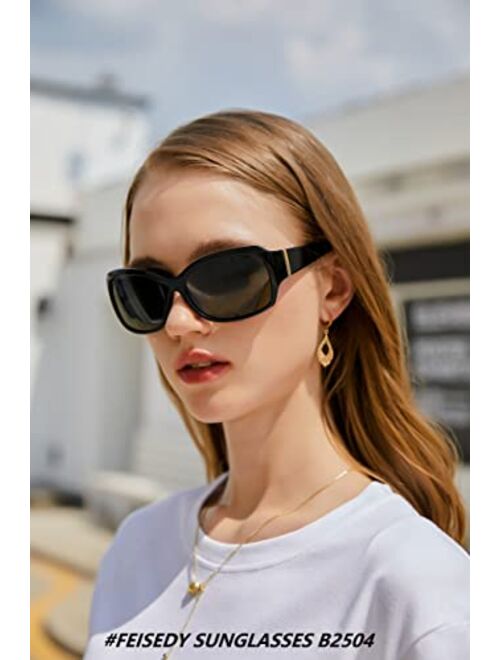 FEISEDY Classic Oversized Polarized Sunglasses Women Wrap Square Shades B2504