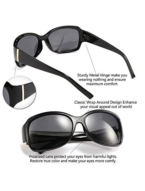 FEISEDY Classic Oversized Polarized Sunglasses Women Wrap Square Shades B2504