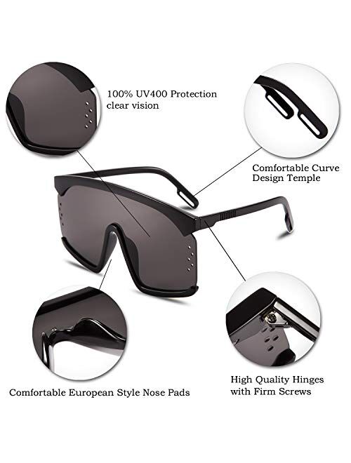 FEISEDY Fashion One Piece Sunglasses Oversized Flap Top Shades Goggles Men Women B2515