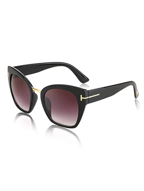 FEISEDY Retro Oversized Cateye Sunglasses for Women Vintage Trendy Cat Eye Shades B2576