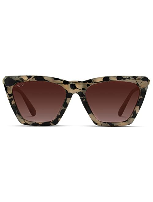 WearMe Pro WMP Eyewear - Square Cat Eye Shape Metal Frame Fashion Polarized Mirrored Sunglasses
