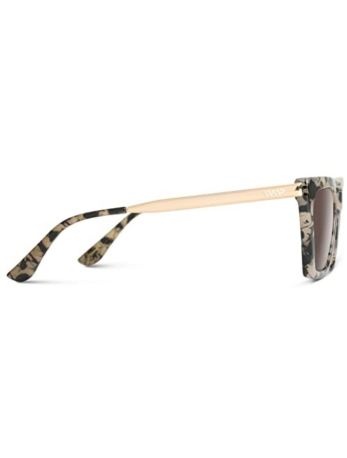 WearMe Pro WMP Eyewear - Square Cat Eye Shape Metal Frame Fashion Polarized Mirrored Sunglasses