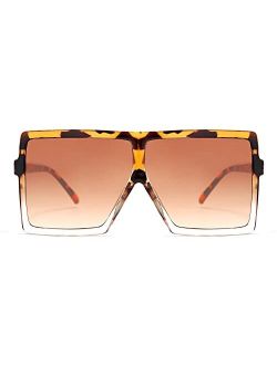 Women Square Oversized Sunglasses Flat Top Fashion Big Stylish Large Frame UV400 B2539